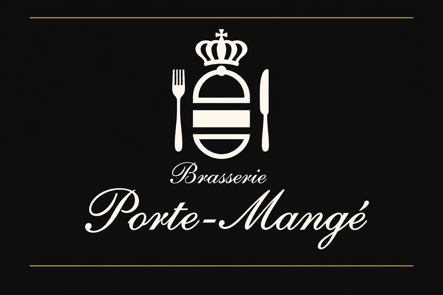 Brasserie Porte-Mangé, gekroond bord met vork en mes